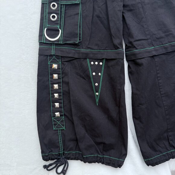 Tripp NYC Cargo Pants Mens S 32x30 Black Baggy Goth Rave Convertible Metal Stud - Picture 10 of 13